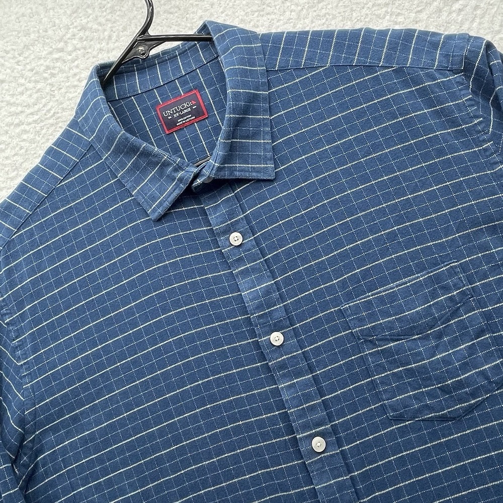UNTUCKit Michlelot Flannel Shirt Mens XXL Blue White Check Windowpane Button Up